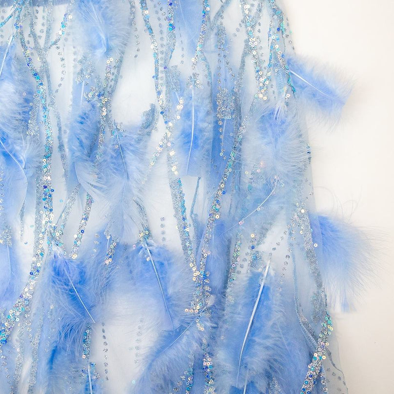 Evening Dress – Feather Fringe Hem – Sleeveless Bodycon – Luxury Chic Style
