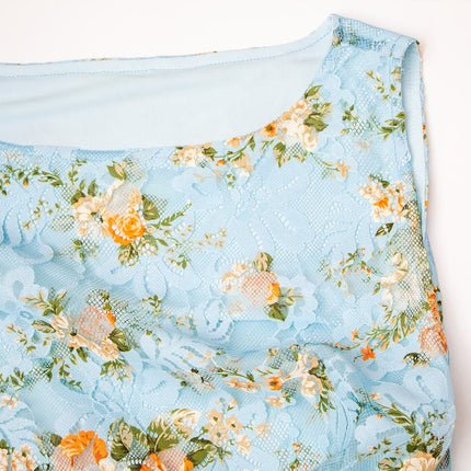 Midi Dress – Floral Print Design – Sleeveless O-Neck – Elegant Style