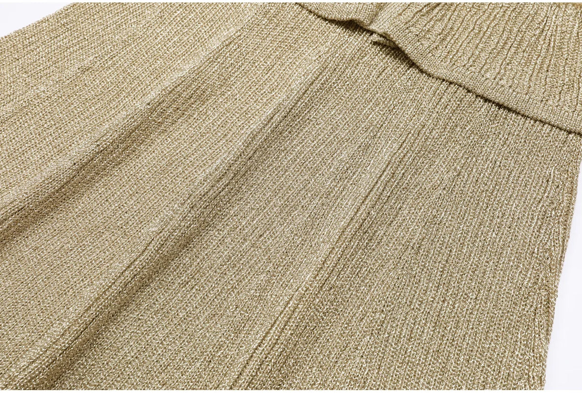 Nora Van Hoef Shimmer Knit Cardigan And Flared Mini Skirt Set