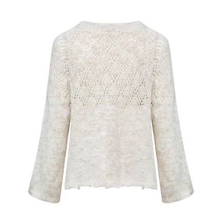 Knit Top – Vintage Bow Design – Hollow Mohair Knit – Elegant Winter Style
