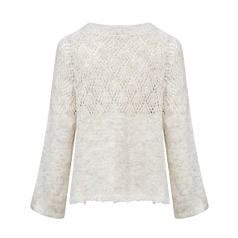Knit Top – Vintage Bow Design – Hollow Mohair Knit – Elegant Winter Style