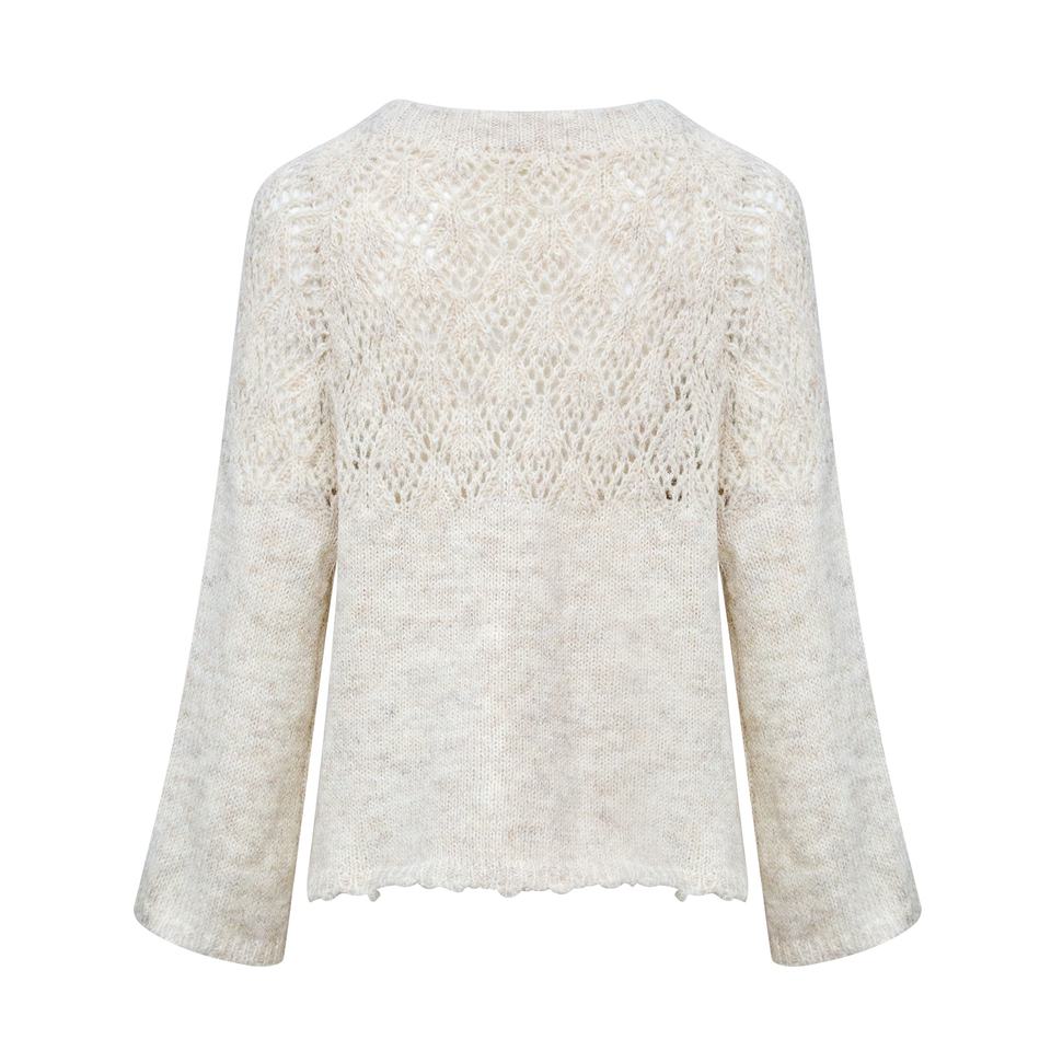 Knit Top – Vintage Bow Design – Hollow Mohair Knit – Elegant Winter Style