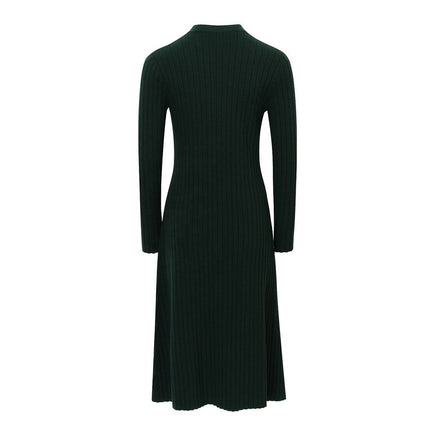 Maxi Dress – Solid Knit Design – Button Detail – Modest Vintage Style