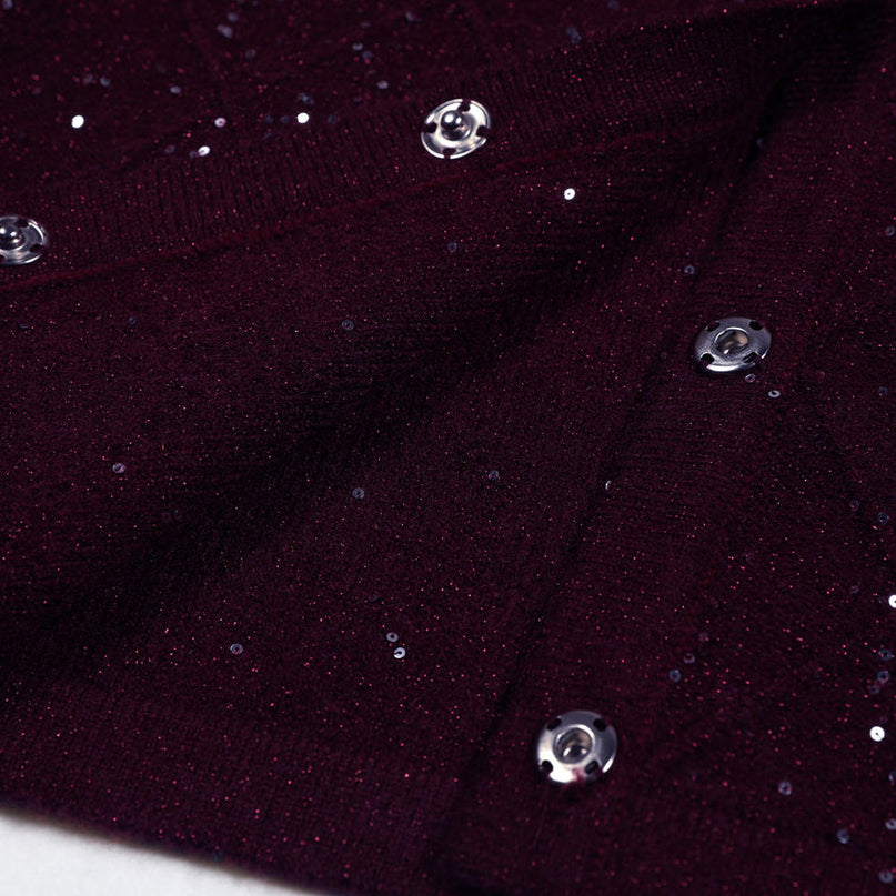 Jasmine Van Hoef Sparkle Knit Cardigan And Mini Skirt Set
