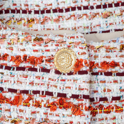 Tweed Jacket – Single Breasted – Round Neckline – Elegant Spring Style