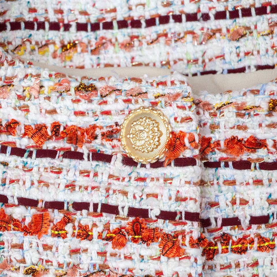 Tweed Jacket – Single Breasted – Round Neckline – Elegant Spring Style