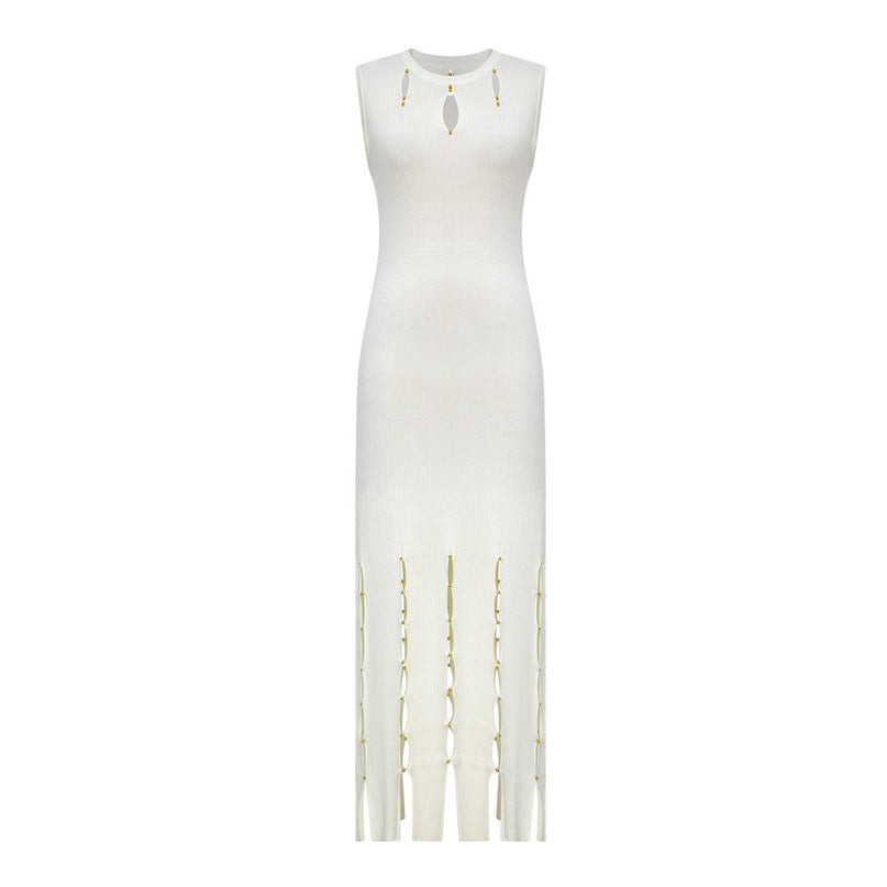 Sweater Dress – Sleeveless Bodycon – Cutout Detail – Luxury Designer Style
