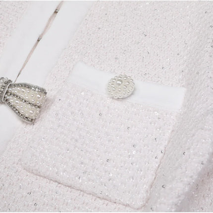 Madeline Van Hoef Bow-Detail Jacket And Knit Midi Skirt Set