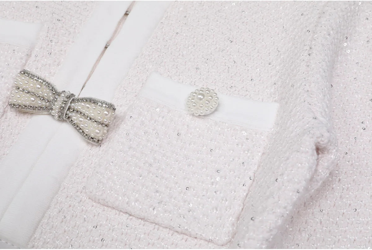 Madeline Van Hoef Bow-Detail Jacket And Knit Midi Skirt Set