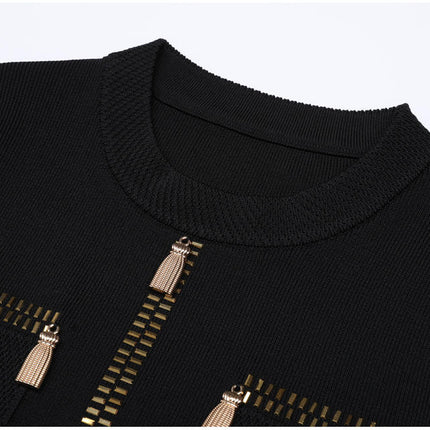Roxanne Van Hoef Zip-Detail Knit Jacket And Wide-Leg Pants Set