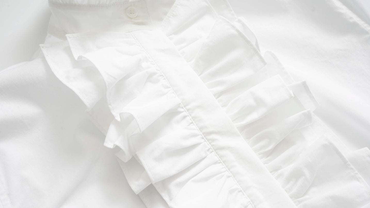 Harper Van Hoef Ruffle Front High-Neck Blouse