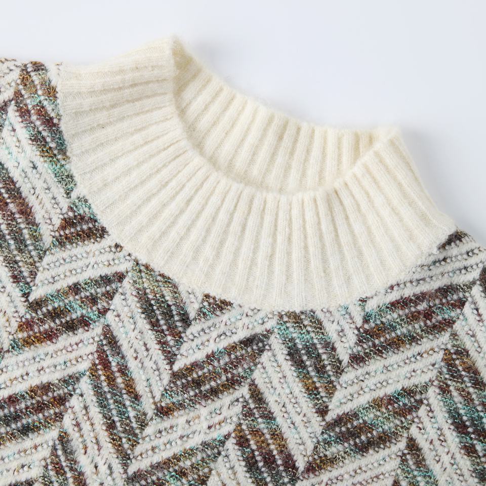 Pullover Sweater – 100% Cotton – Herringbone Pattern – High Street Style