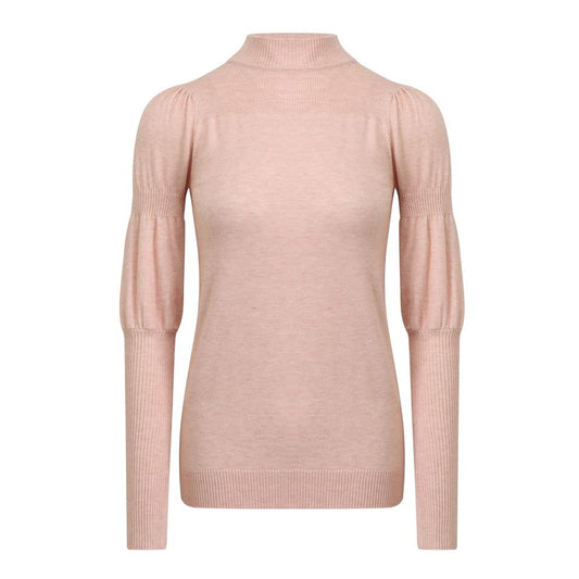 Pullover Sweater – Pink Turtleneck – Puff Sleeve – Ribbed High Street Style