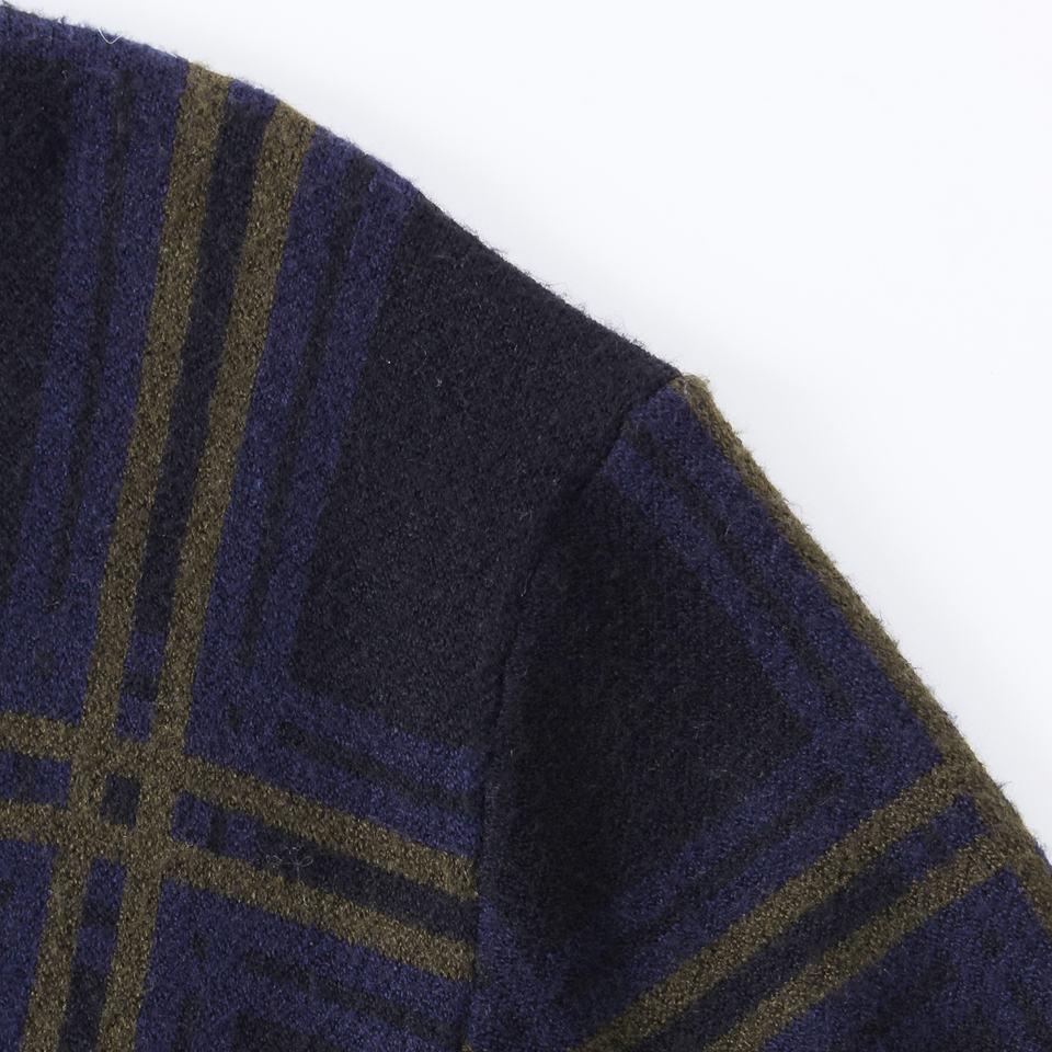 Knit Cardigan – Purple Plaid Design – Mohair Blend – Vintage Chic Style