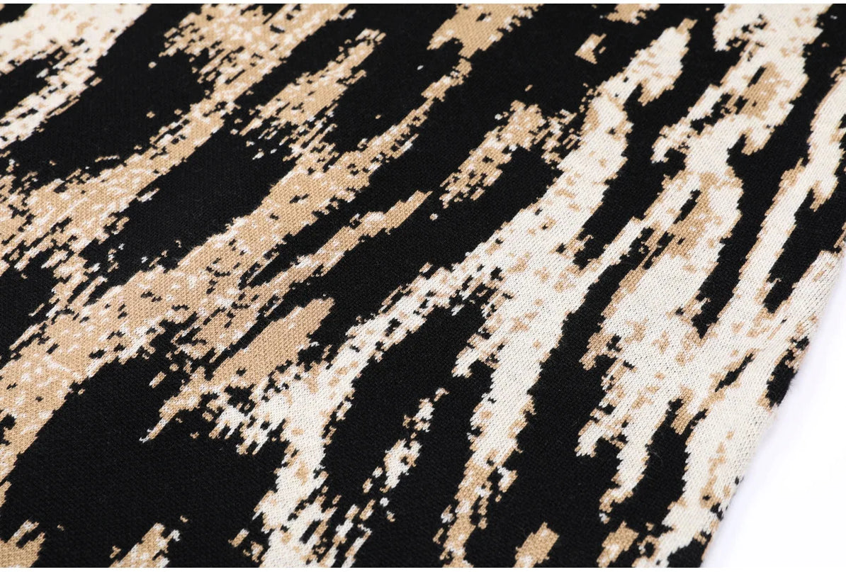 Selene Van Hoef Abstract Leopard Knit Midi Dress