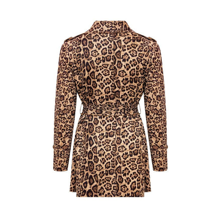 Trenchcoat – Leopard Print Design – Belted Waist – Elegant Winter Style