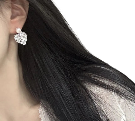 18K Gold Plated AAAA Freshwater Pearl Heart Stud Earrings
