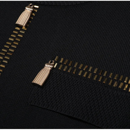 Roxanne Van Hoef Zip-Detail Knit Jacket And Wide-Leg Pants Set