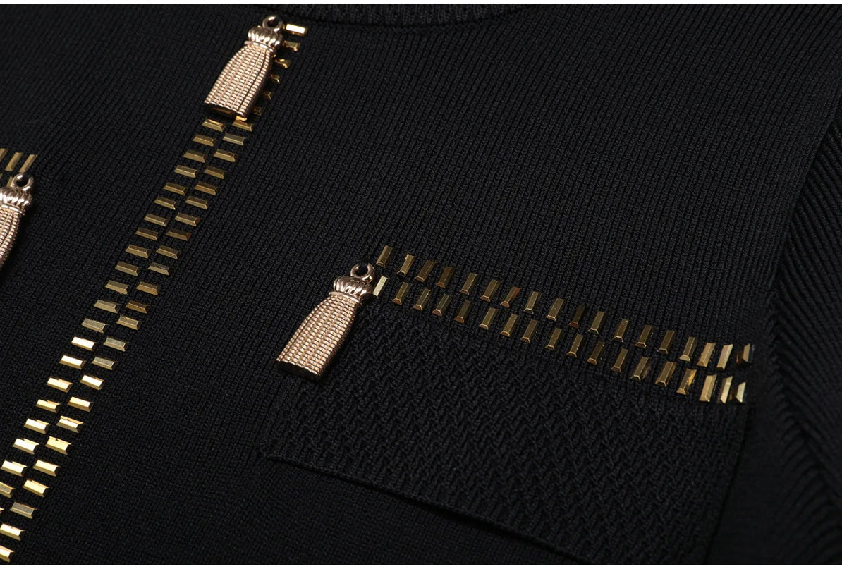 Roxanne Van Hoef Zip-Detail Knit Jacket And Wide-Leg Pants Set