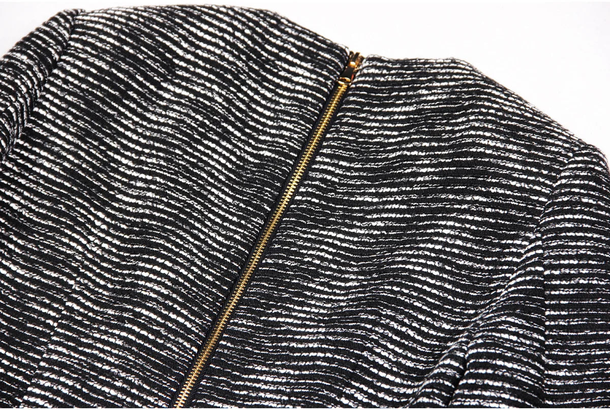 Lena Van Hoef Fringe Hem Tweed Mini Dress
