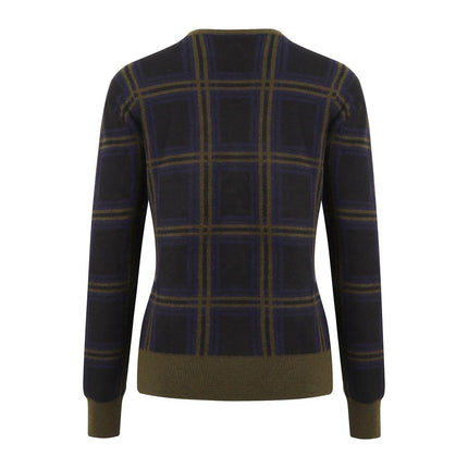 Knit Cardigan – Purple Plaid Design – Mohair Blend – Vintage Chic Style