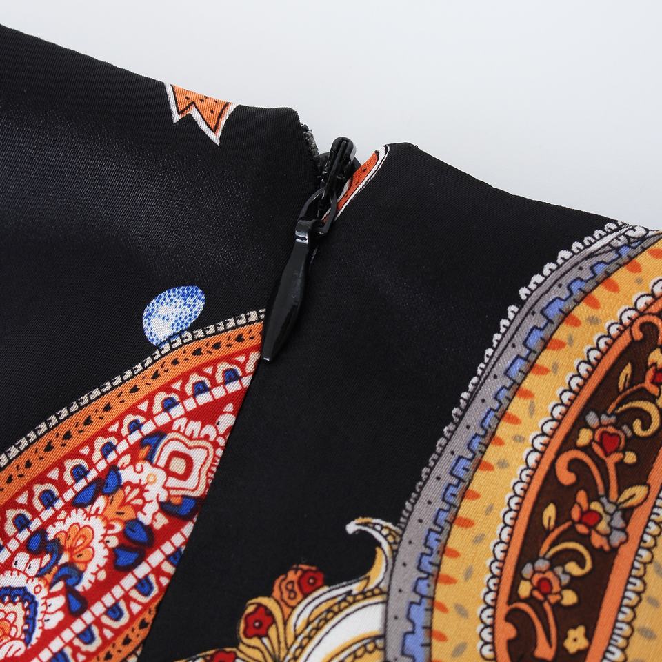 Shirt Dress – Floral Graphic Print – Round Neckline – Vintage Inspired Style