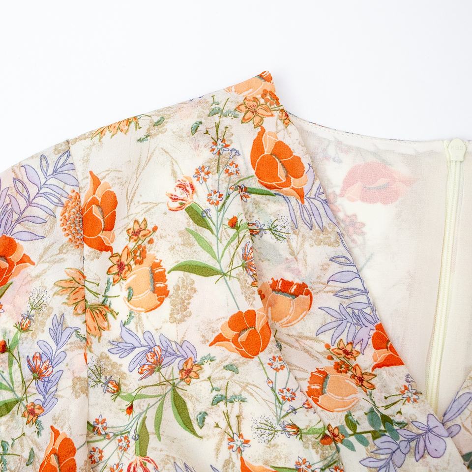 Maxi Dress – Floral Print – Crossover V-Neck – Bohemian Dinner Style