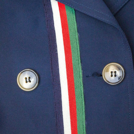 Trenchcoat – Navy Blue Stripe – Notched Collar – Luxury Belted Style