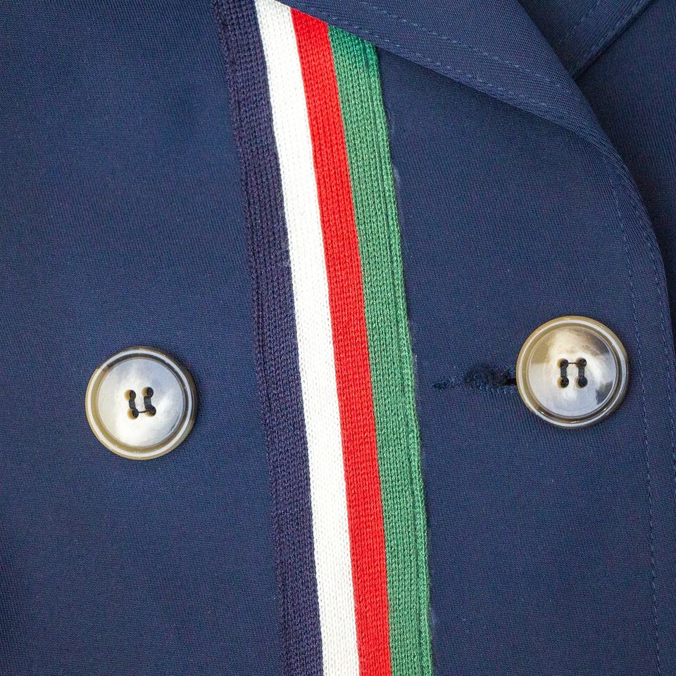 Trenchcoat – Navy Blue Stripe – Notched Collar – Luxury Belted Style