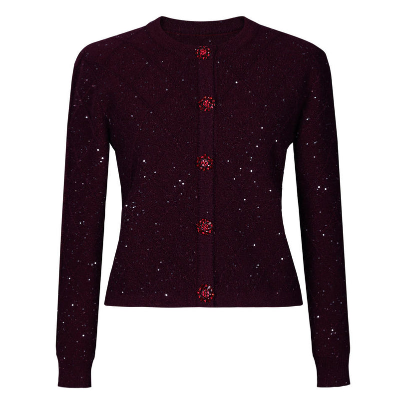 Jasmine Van Hoef Sparkle Knit Cardigan And Mini Skirt Set