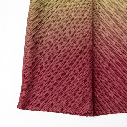 Maxi Dress – Color Block Design – High Neck – Pleated Chic Style
