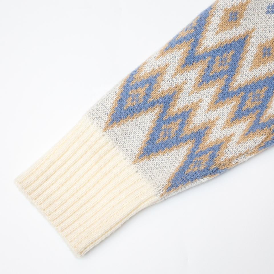 Roll Neck Sweater – Nordic Jacquard Knit – Paisley Pattern – Vintage Style
