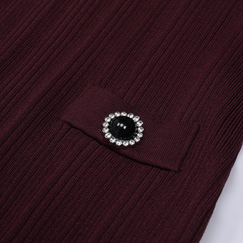 Marina Van Hoef Contrast-Collar Ribbed Midi Dress