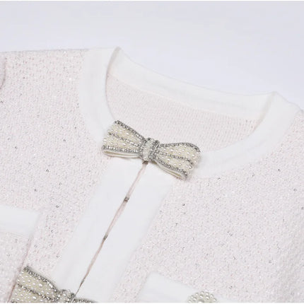 Madeline Van Hoef Bow-Detail Jacket And Knit Midi Skirt Set