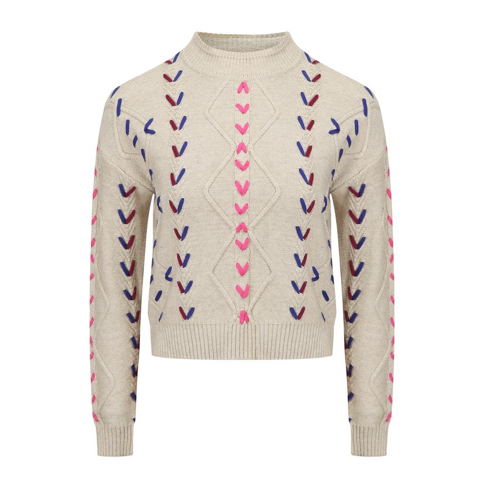 Pullover Sweater – Crochet Knit – Striped Pattern – Vintage Fall Style