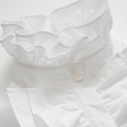 Harper Van Hoef Ruffle Front High-Neck Blouse