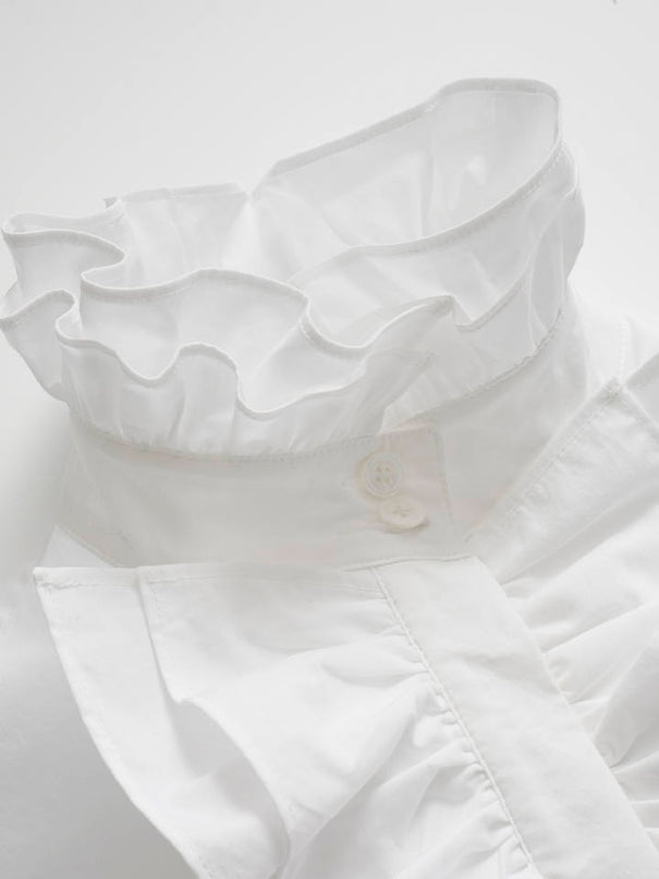 Harper Van Hoef Ruffle Front High-Neck Blouse