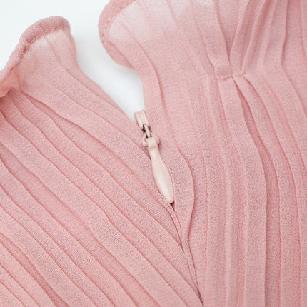 Midi Dress – One Shoulder Design – Pleated Ruffle Style – Chic Elegance