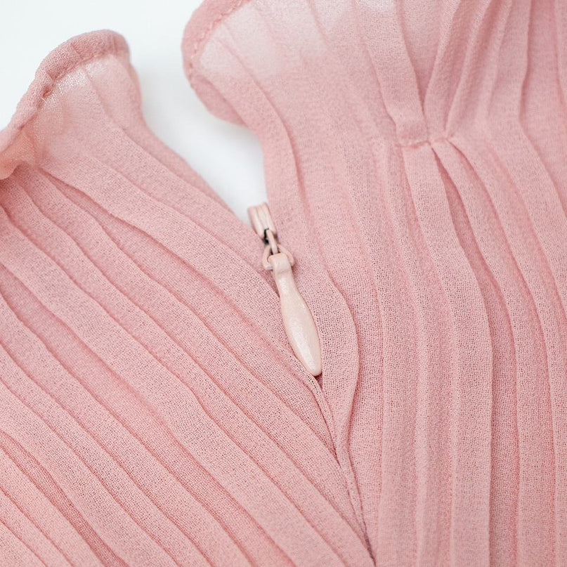 Midi Dress – One Shoulder Design – Pleated Ruffle Style – Chic Elegance