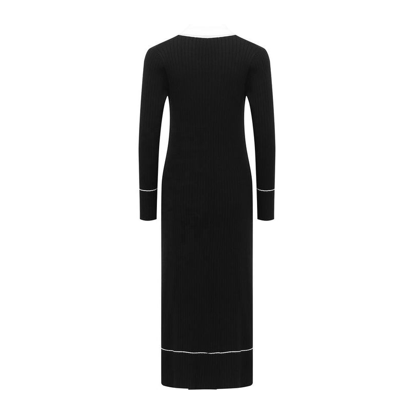 Sweater Dress – Solid Knit Design – Button-Up Maxi – Elegant A-Line Style