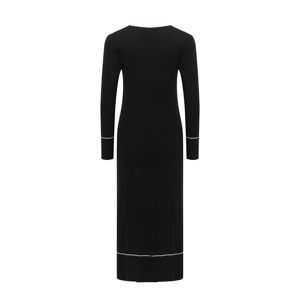 Sweater Dress – Solid Knit Design – Button-Up Maxi – Elegant A-Line Style