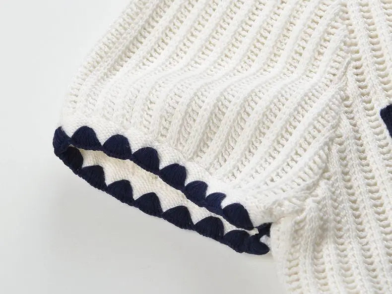 Tessa Van Hoef Contrast-Trim Knit Peplum Top