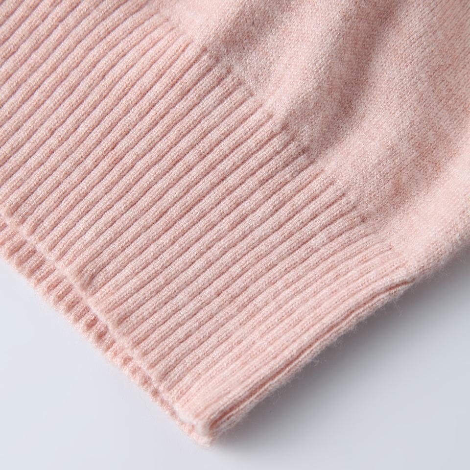 Pullover Sweater – Pink Turtleneck – Puff Sleeve – Ribbed High Street Style