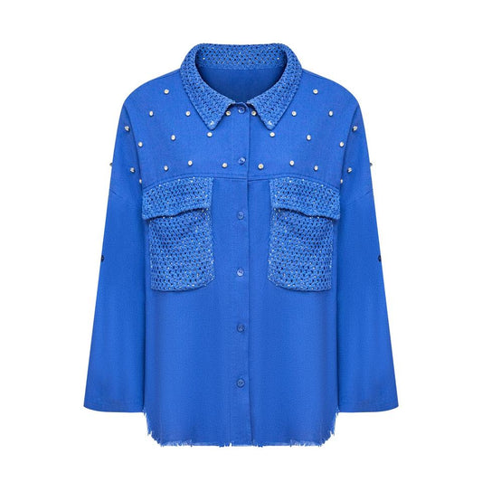 Blouse – Designer Vintage Style – Pearl Detail – Elegant Spring Look
