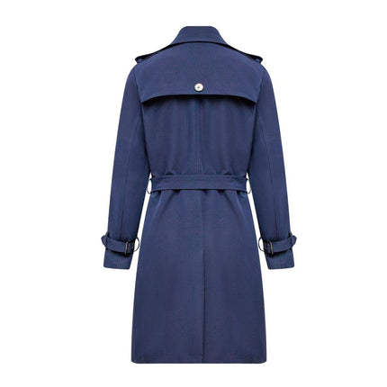 Trenchcoat – Navy Blue Stripe – Notched Collar – Luxury Belted Style