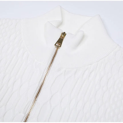 Valeria Van Hoef Textured Zip Vest And Flared Mini Skirt Set