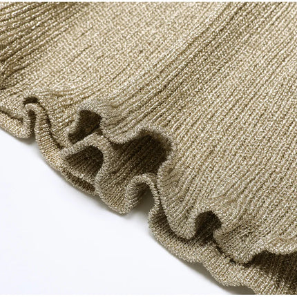 Nora Van Hoef Shimmer Knit Cardigan And Flared Mini Skirt Set