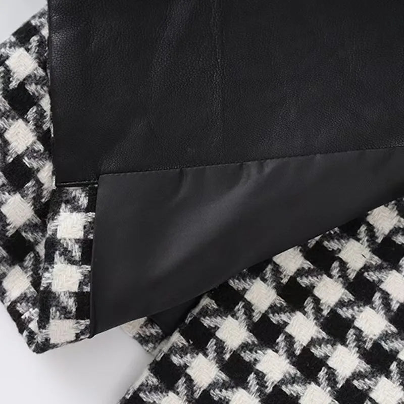 Olivia Van Hoef Houndstooth Double-Breasted Blazer