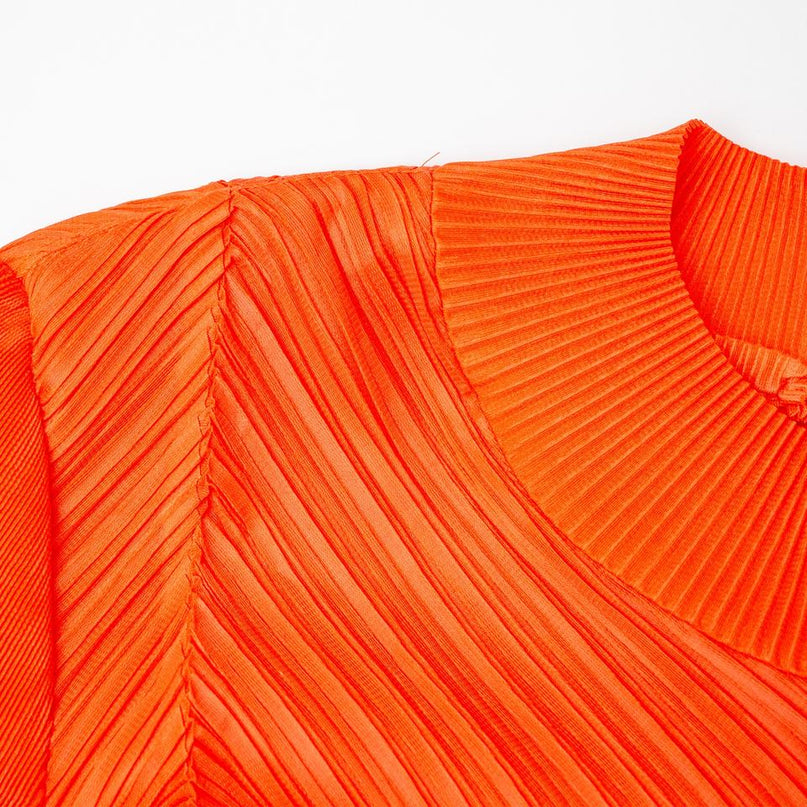 Maxi Dress – Color Block Design – High Neck – Pleated Chic Style