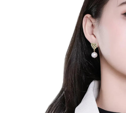 18K Gold Plated 925 Sterling Silver AAAA Freshwater Pearl Drop Earrings